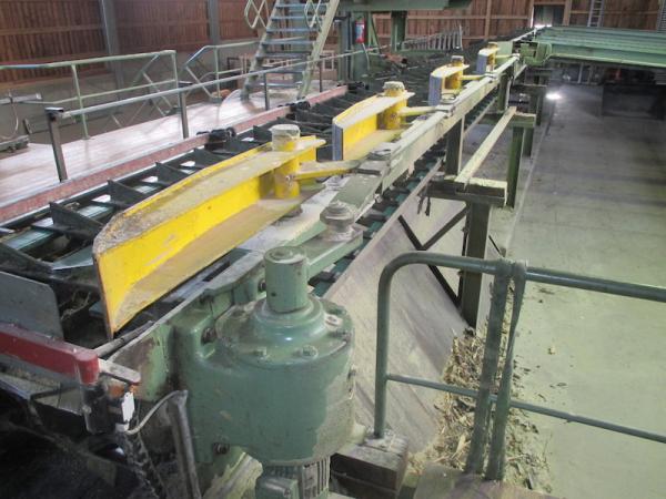 Log transport conveyor (15 m) + ejector